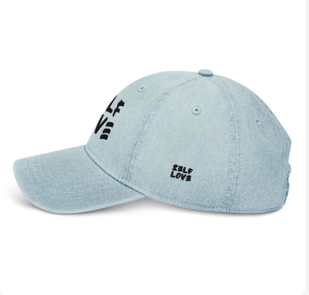 Denim Embroidered Self Love hat